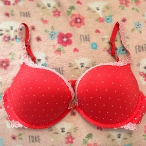 Victoria's Secret Red Polka Dot Bra with Lace